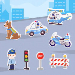 Set constructii magnetice LELINO Fantasy Police 42 buc